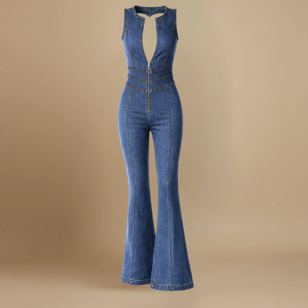 Women’s denim jumpsuit sleeveless and slim fit Fashion Grand