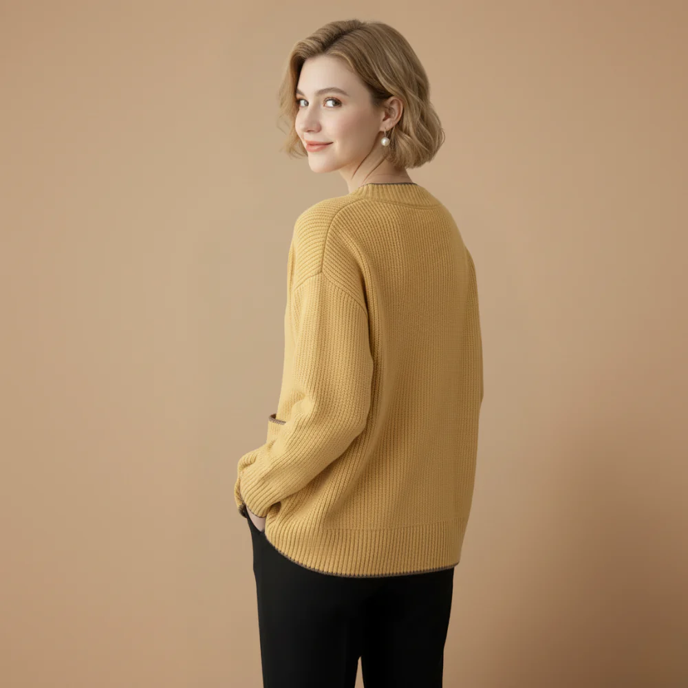 Women's knit cardigan button front layering fit Fashion Grand