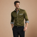 Men’s slim fit long sleeve shirt for casual wear and refined style Fashion Grand
