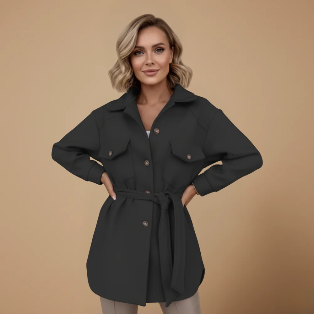 Women's long sleeve jacket button front outer layer Fashion Grand