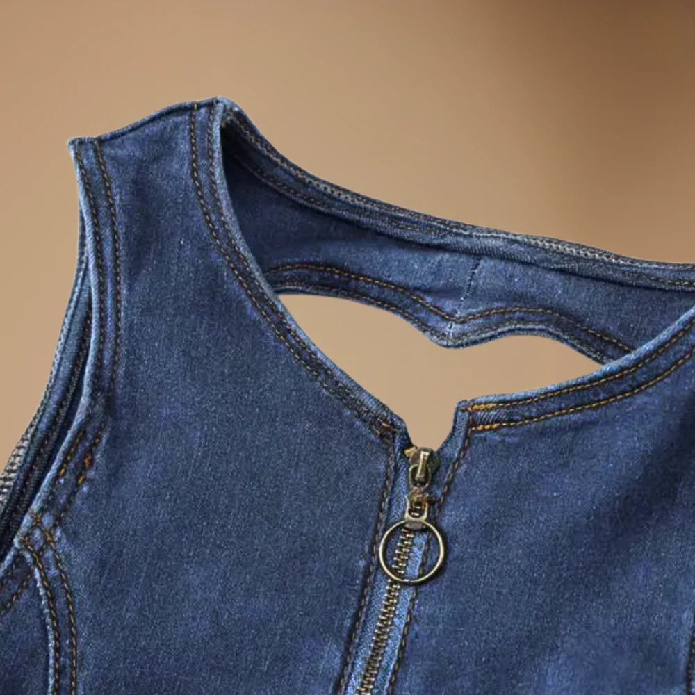 Women’s denim jumpsuit sleeveless and slim fit Fashion Grand