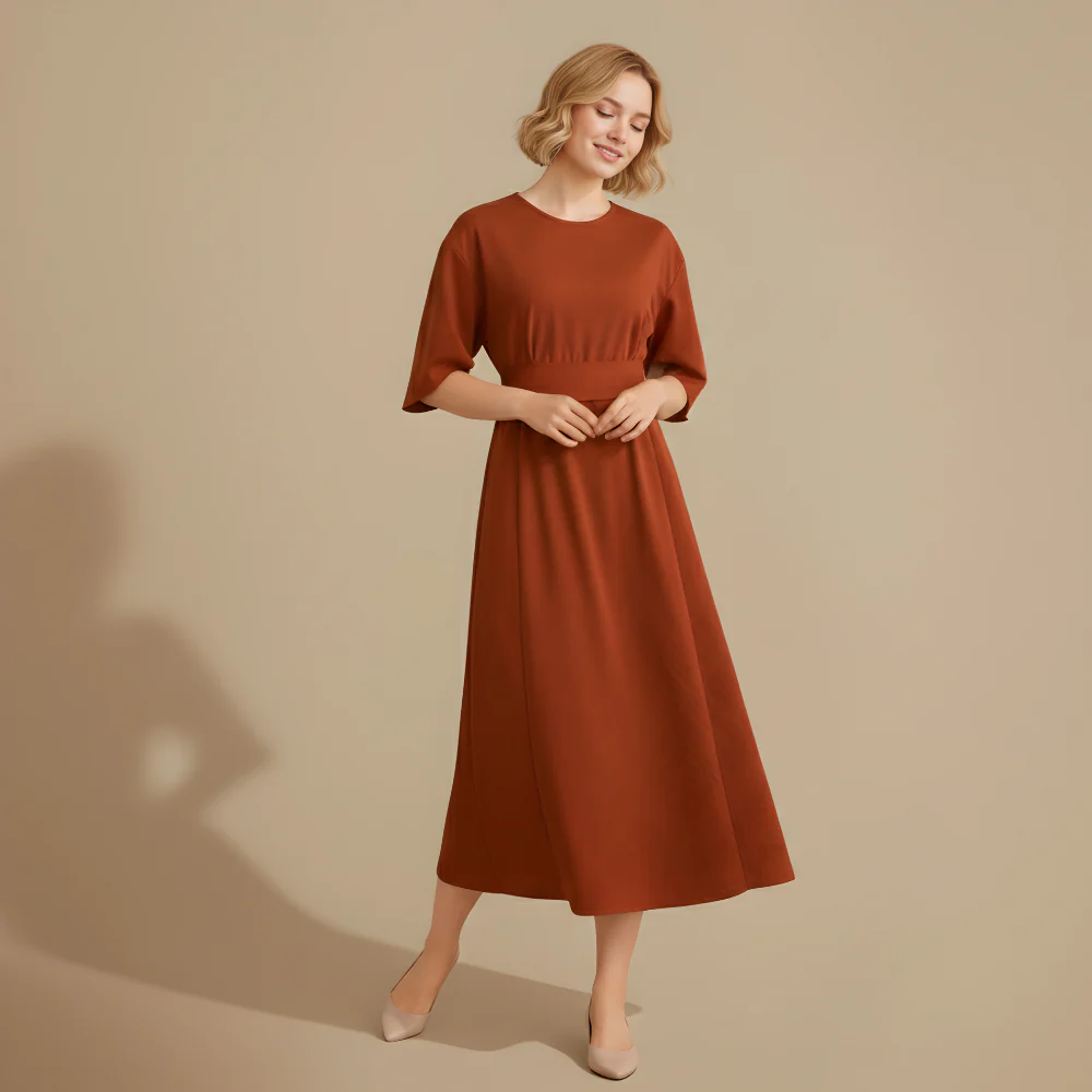 Women’s casual midi dress relaxed fit for summer daily wear Fashion Grand