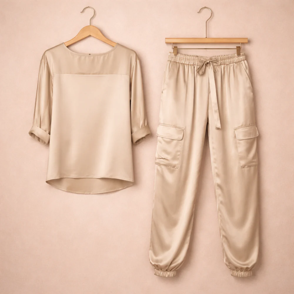 Women’s relaxed set with long-sleeved top and loose-fit pants Fashion Grand