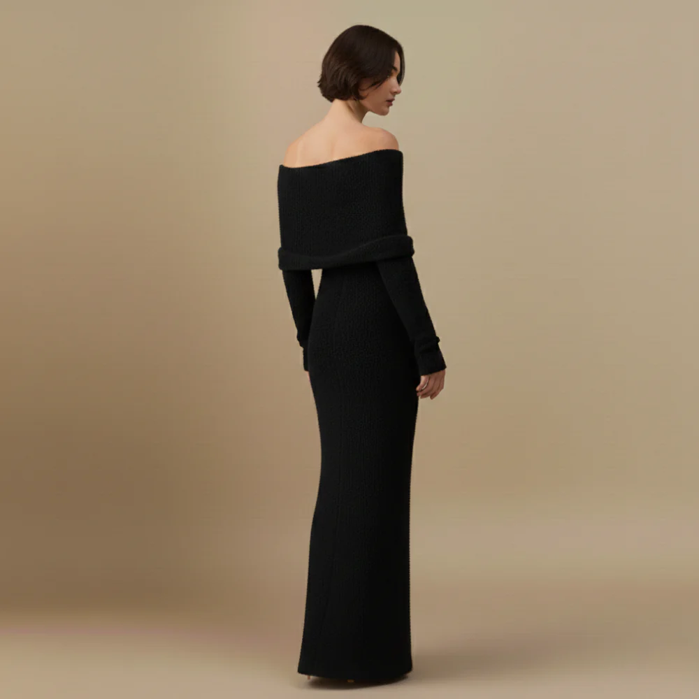 Women’s maxi dress off shoulder long sleeve elegant shape Fashion Grand