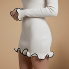 Women's long sleeve mini dress fitted ruffle Fashion Grand