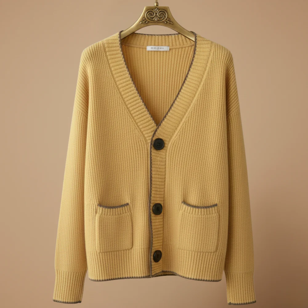 Women's knit cardigan button front layering fit Fashion Grand