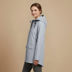 Lightweight Women's Hooded Zip Front Raincoat Fashion Grand