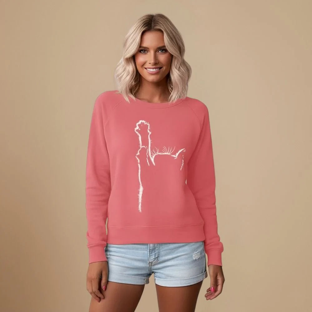 Women's Round Neck Sweatshirt with Cat Graphic Print&nbsp; Fashion Grand