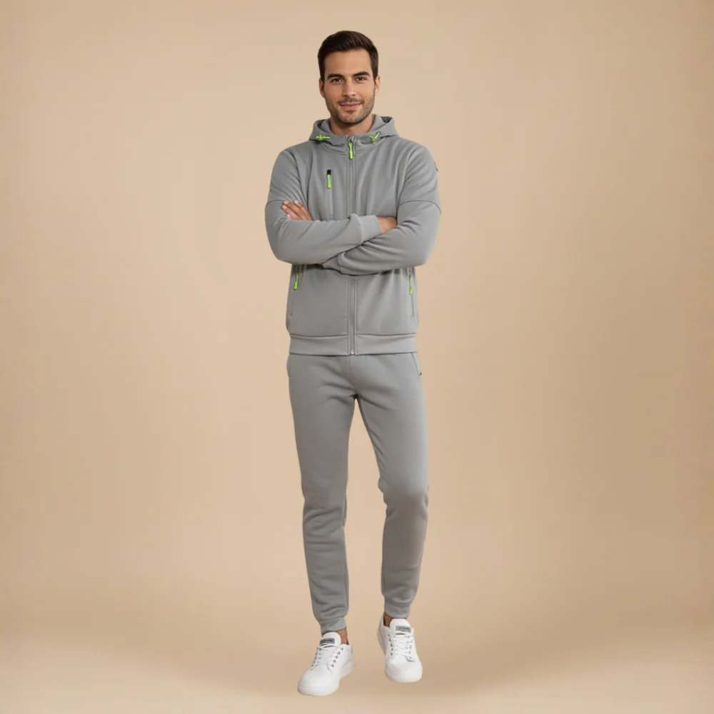 Men’s zip hooded tracksuit jogger set