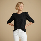 Women's Chiffon Round Neck Puff Top Fashion Grand