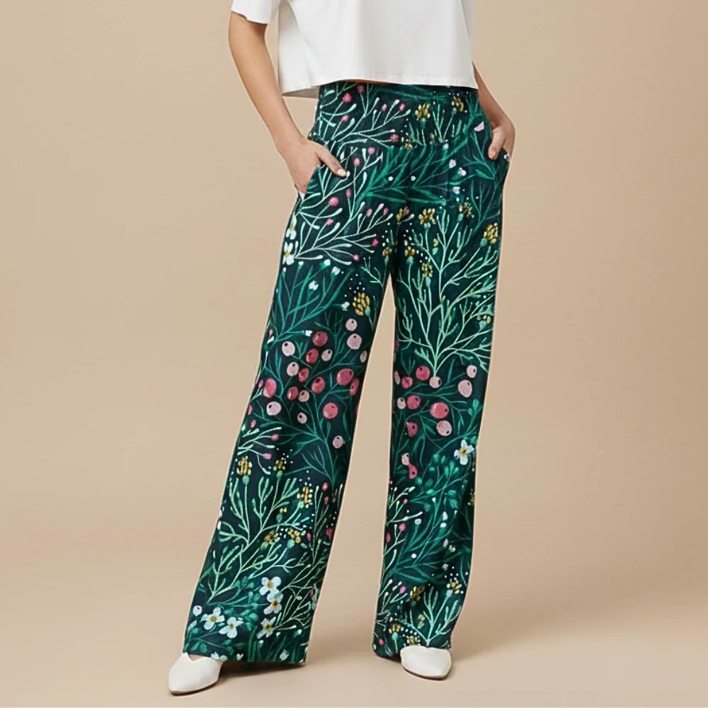 Women's Wide Leg Summer Print Trousers Fashion Grand