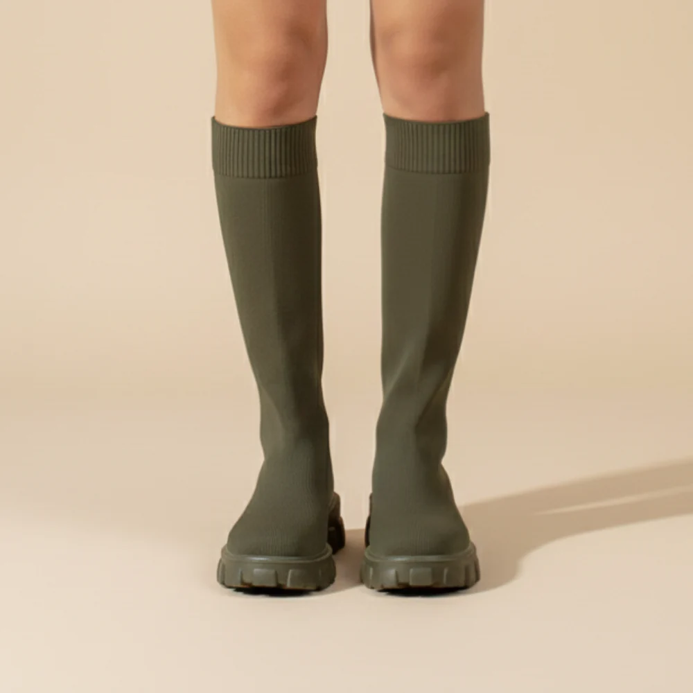 Women's elasticated mid calf boots Fashion Grand